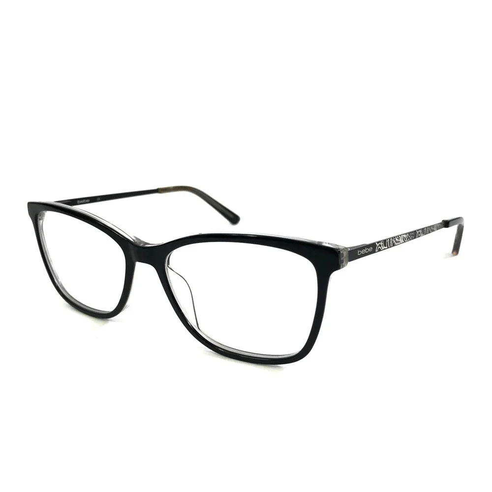 Bebe Eyeglasses Frames BB5187 001 JET CRYSTAL Black Cat Eye Full Rim 55-16-140